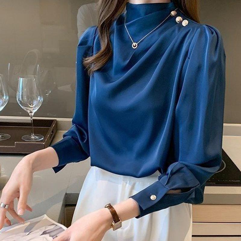 [LOY] Eye-catching Women Blouse Easy Match Polyester Loose Long Sleeve Women Pullover Top for Daily 3