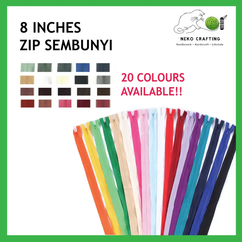 Zip 8 Inch Neko Crafting 8 Inches Invisible Zip / Zip Sembunyi / Zip Sorok ...