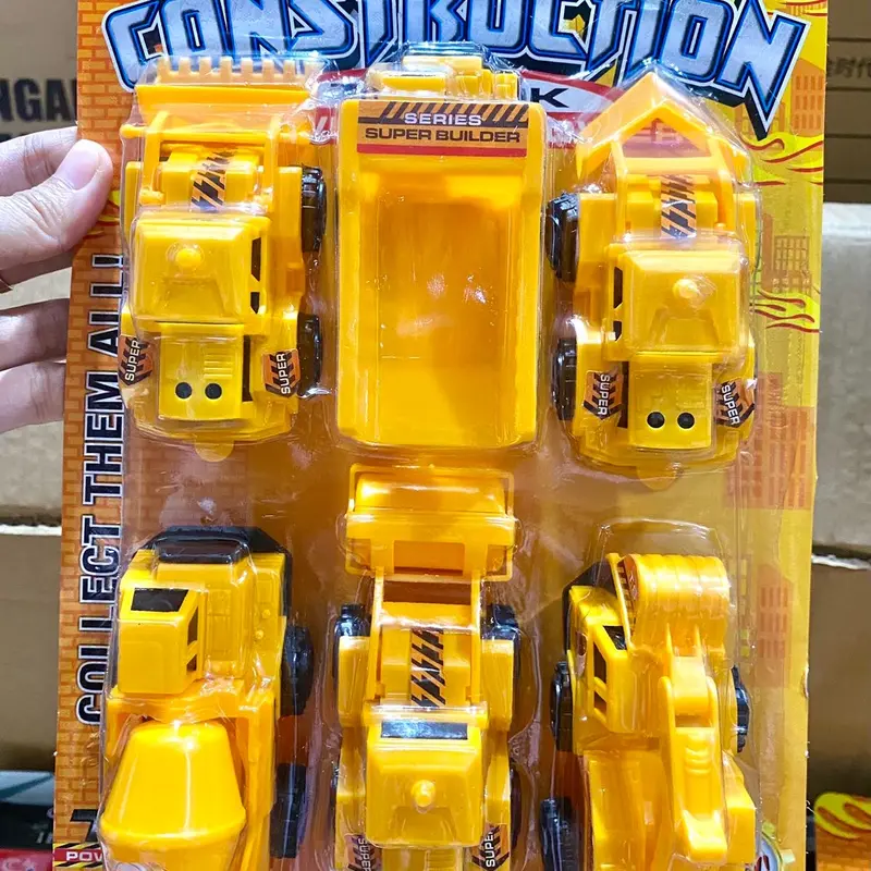 Construction Truck Kuning Set isi 6 | mobil tukang mainan anak dapat 6 0