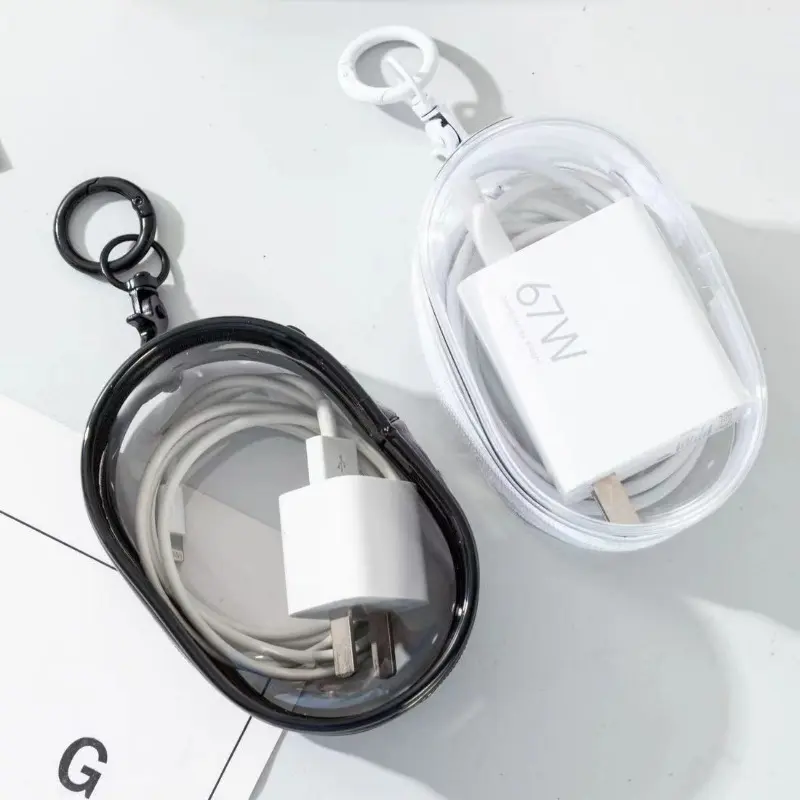 Data Cable, Charger, Charging Storage, Transparent Wire Winding, Portable, Suitable for Going Out, Earphone Storage Box, Mobile Phone Organizing Bag
