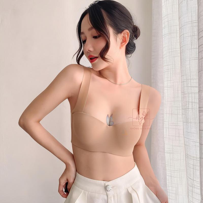 Áo ngực mặc áo dài có gọng nâng ngực, áo lót nữ không lộ viền quả ngang đúc su 864 [Form to lùi size] Voi