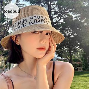 ROADBULL新しいしいレトロなテキストを入力しますりMaiわら帽子,女性用夏物,頭囲が大きいきいきい方向け,ヤンをBうタイプ,休暇や海辺,ビーチでのひどいひどい日焼けけけ対策用帽子. 帽子 ウィッグに uv カット