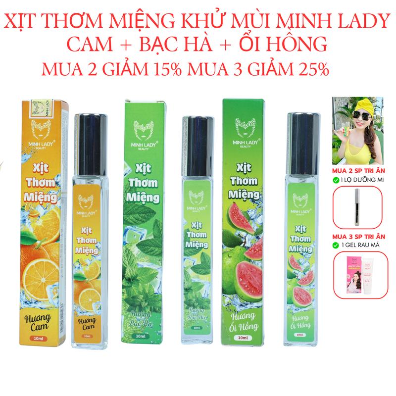 XỊT THƠM MIỆNG KHỬ MÙI [MUA 2 GIẢM 15%, MUA 3 GIẢM 25%] MINH LADY 10ML Vị trái cây Xịt Miệng