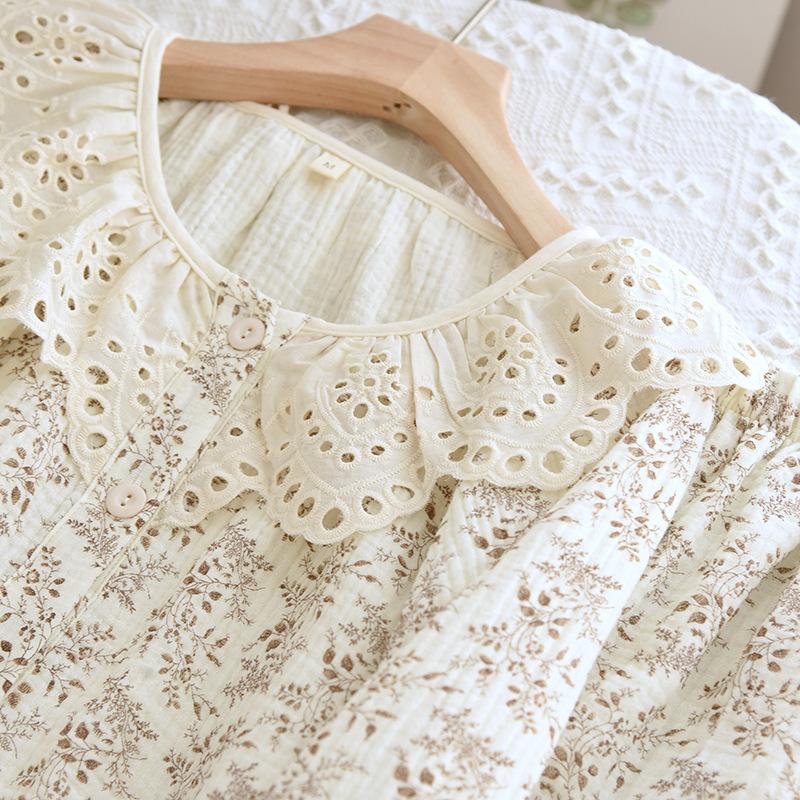 Bộ Đồ Mặc Nhà Dài Tay Cao Cấp Chất Liệu Xô Muslin Mát 5
