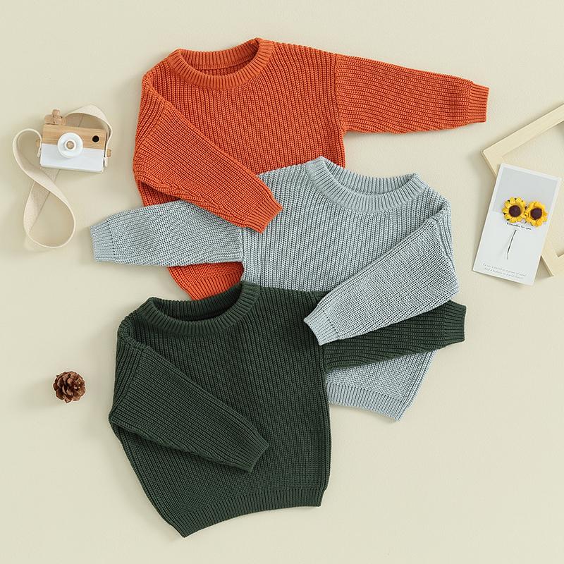 Product Introduction of Toddler Baby Autumn Sweater, Solid Color Knit Long Sleeve Round Neck Knitwear Pullover Winter Sweatshirt 42