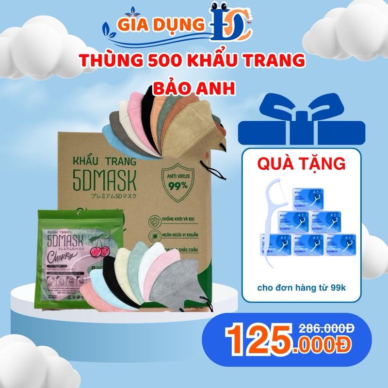 Thùng 500 cái khẩu trang 5D Bảo Anh Promask 3 Lớp mỏng nhẹ thoáng khí Nam Phụ Kiện Accessories