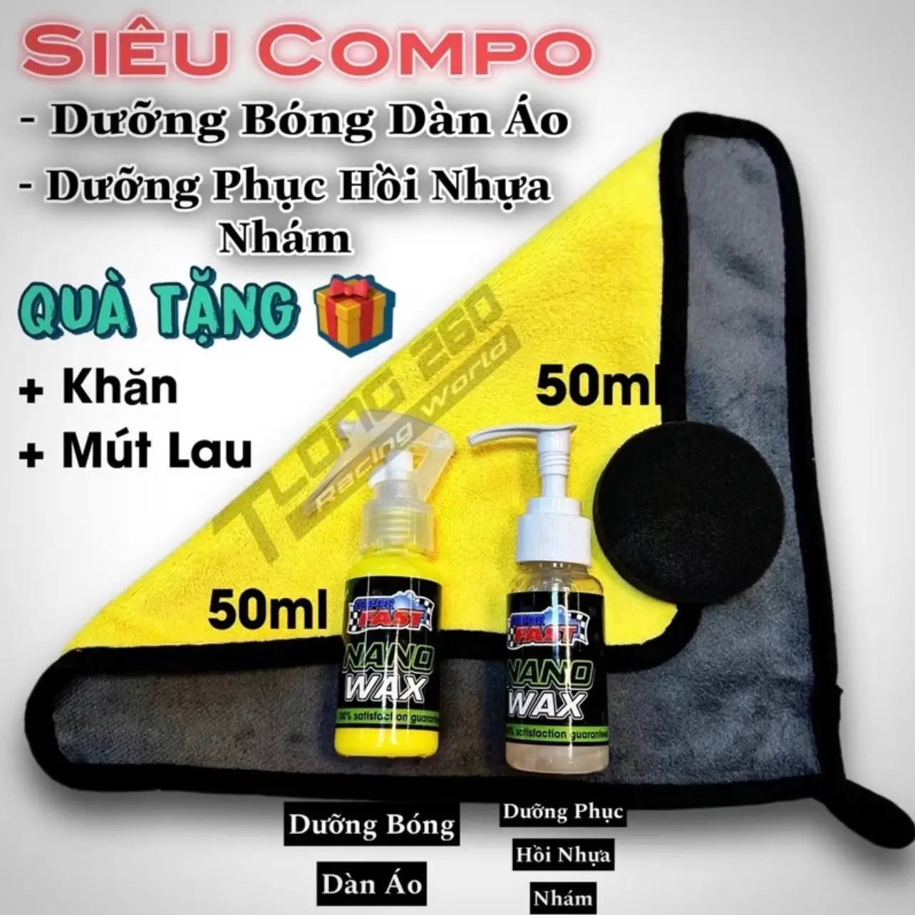 Dưỡng Bóng Và Phục Hồi Nhựa Nhám Nano Wax cho xe máy