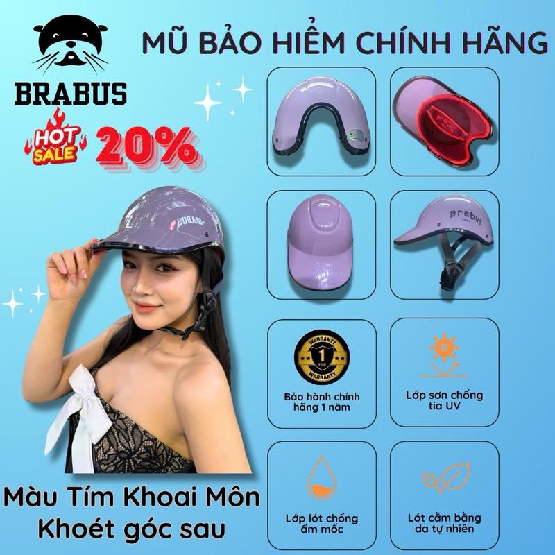 Mũ Bảo Hiểm Brabus Chính Hãng Màu Tím Khoai Môn Lưỡi Trai Khoét Sau Buộc Tóc Bảo Hành Đổi Mới 12 Tháng - Helmet nón poc mubaohiem chinh