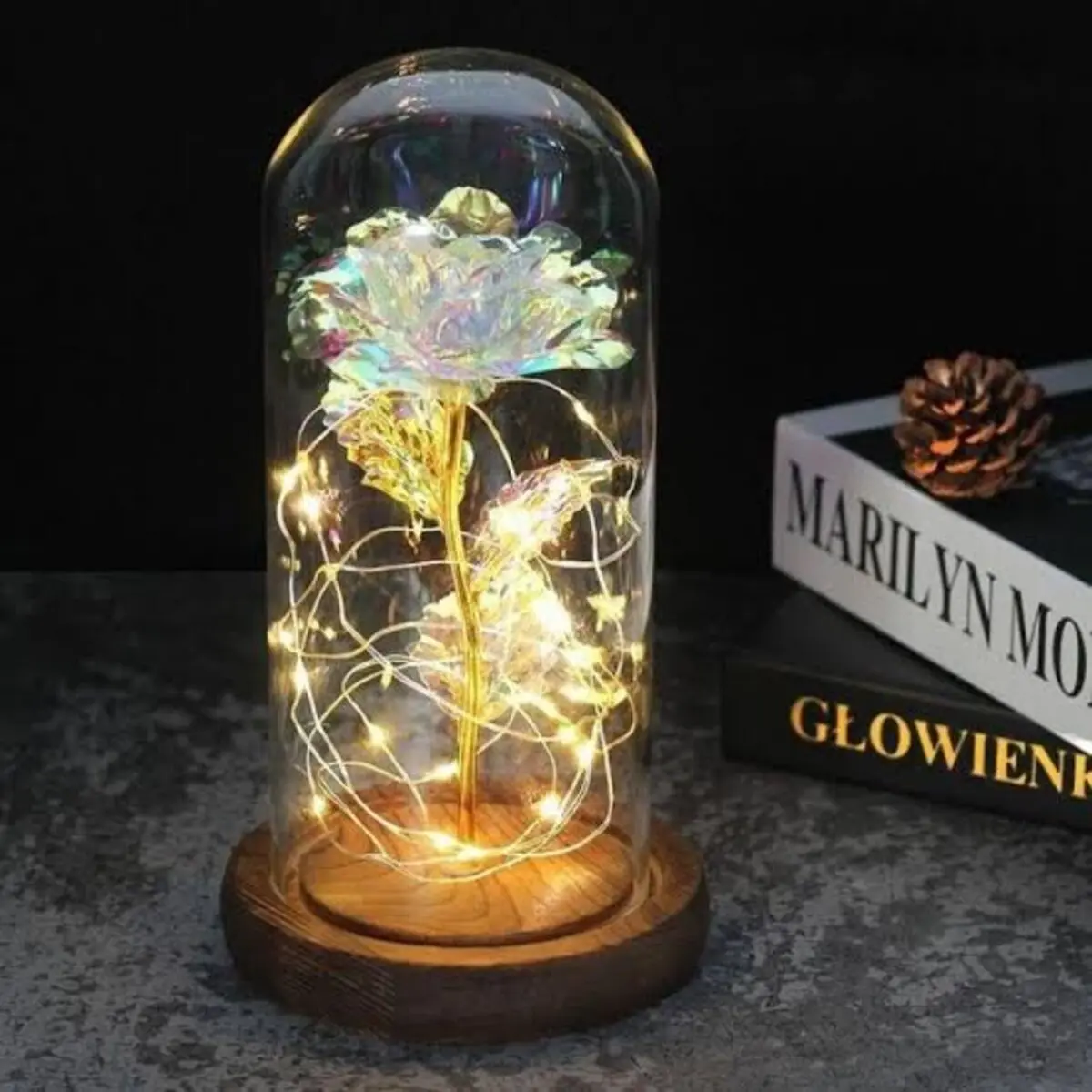 Lampu Bunga Mawar LED Dekorasi Beauty And The Beast Rose Bohlam,Tube & Strip Hiasan Kotak