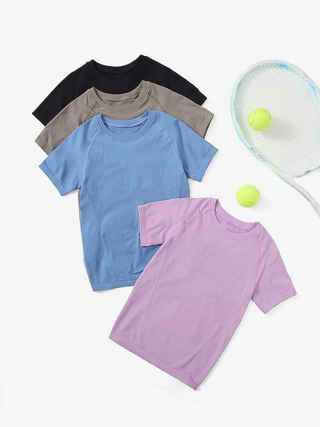 Women's Solid Raglan Sleeve Sports Tee, Breathable Quick Drying Round Neck T-shirt for Yoga Gym Workout Running, Ladies Sportswear for All Seasons