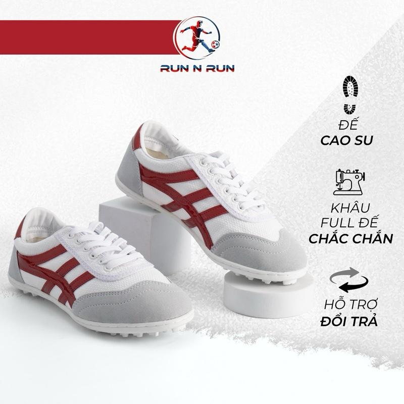 Giày Bata Vải Ráp Đế Cao Su Trắng Dành Cho Đá Bóng, Khâu Full Đế [Tặng Kèm Dây Giày]  Giày Đá Bóng Tập Thể Dục [Tăng 1 Size] bong da Sneaker Sport