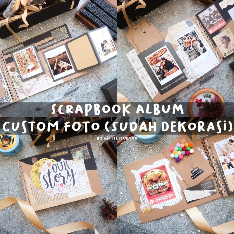 SCRAPBOOK ALBUM CUSTOM FOTO SUDAH DENGAN DEKORASI / HADIAH ULANG TAHUN / HADIAH ANNIVERSARY /HADIAH PERPISAHAN / HADIAH UNTUK BESTIE 0