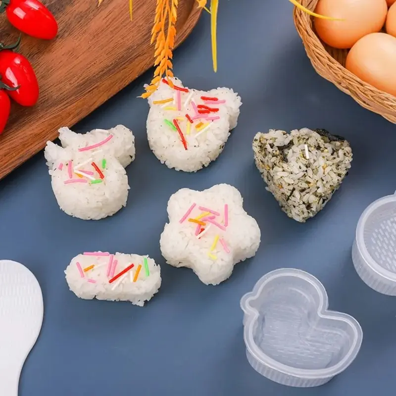 Khuôn Cơm Nắm Tự Làm, Trong Suốt Và Không Dính, Hình Hoạt Hình, Dễ Tạo Hình, Dụng Cụ Làm Sushi, Phụ Kiện Bento, Hàng Mới Về 4