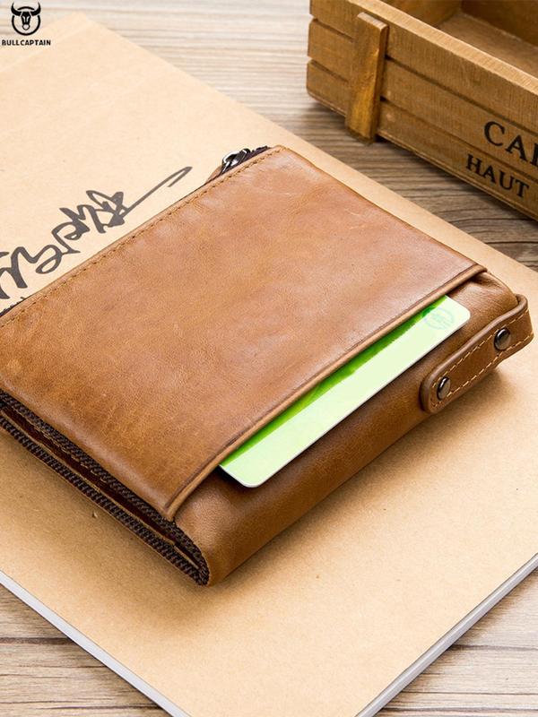 Men's Vintage Letter Embossed Short Wallet, Casual Zipper Small Wallet for Daily Used, Simple Trendy Versatile High-quality Daily Commuting Wallet for Men 4