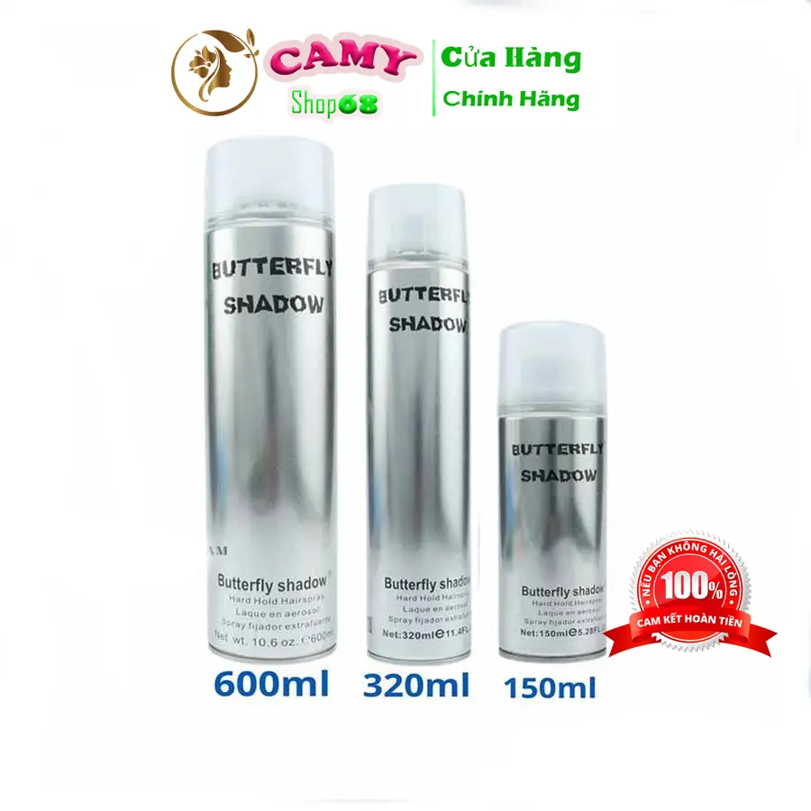 [FreeShip Max] Gôm xịt tóc Butterfly Shadow 150ml 320ml 600ml, Gôm bạc giữ nếp tạo kiểu nam nữ [ Hàng Chính hãng] Camy shop68