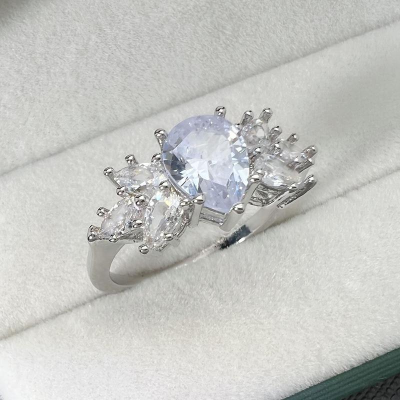 Product Introduction of Temperament Trend High-Grade Horse Eye Snowflake Ring Fashion Personality Brocade Bunch Pear-Shaped Ring Ring 8