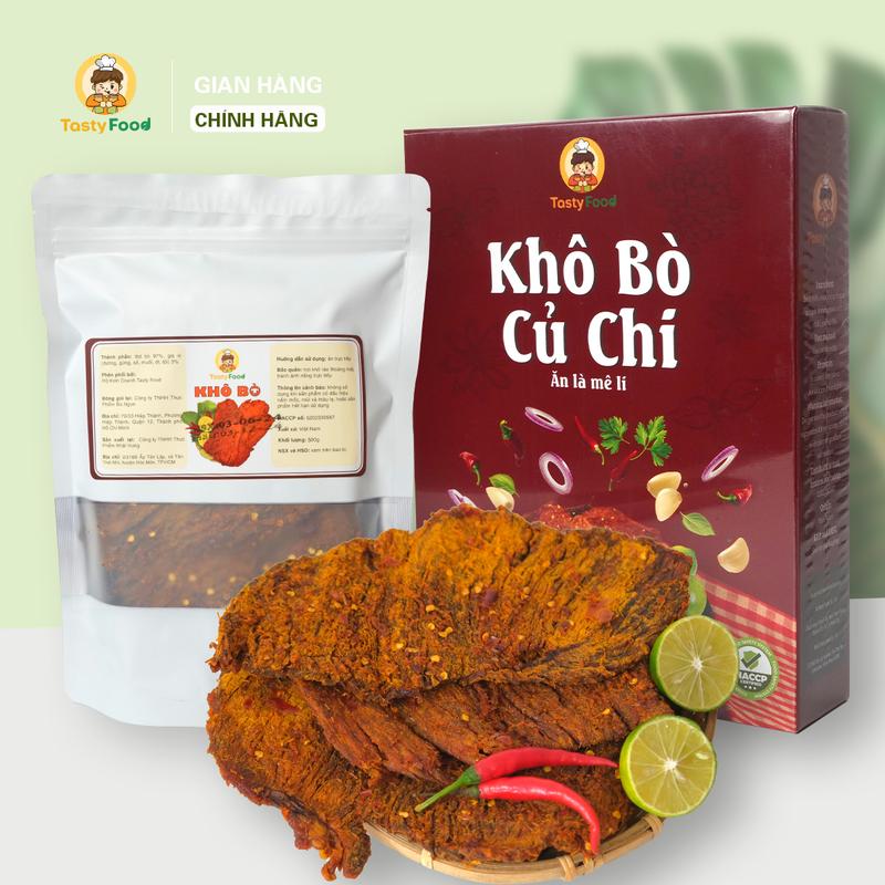 Khô Bò Củ Chi Cô Ba Tasty - Bò miếng mềm - Hộp giấy 500g/1kg - SP065