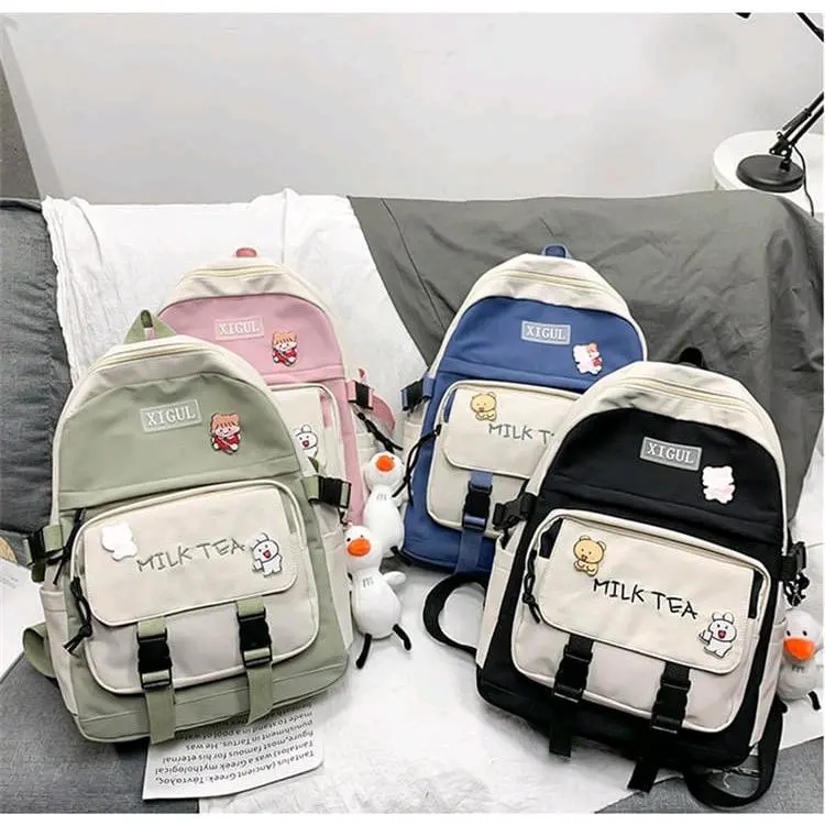 NF Milk tea - Ransel tas punggung backpack korean style tanpa gantungan 4