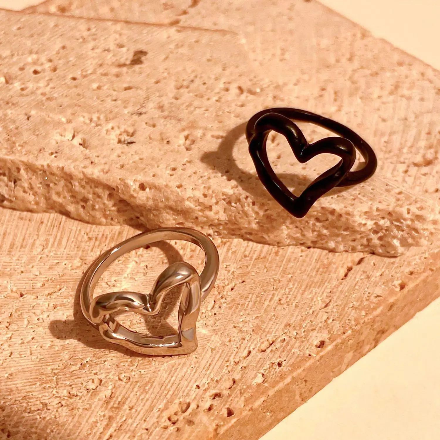 Heart-Shaped Ring Trendy Simple Heart-Shaped Ring Graceful Personality Finger High Sense Good-looking Light Luxury Bracelet Student Female