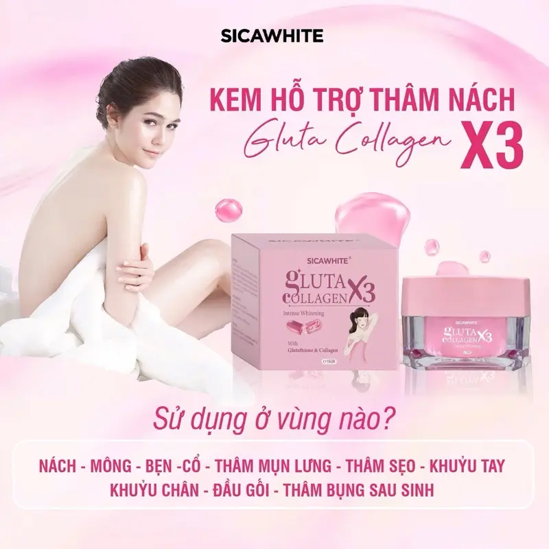 (CB20) COMBO 2 Kem GLUTA COLLAGEN X3 - Hỗ trợ Giảm Thâm Nách, Dưỡng Trắng Nách, Mông, Đầu Gối -  Làm Đẹp Da Chăm Sóc Da 2