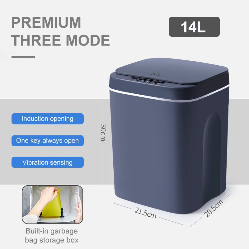 Thùng rác điện tử cảm biến sạc thông minh 12L / 14L / 16L / thân thiện với môi trường / Thùng rác hình chữ nhật tiết kiệm năng lượng 8