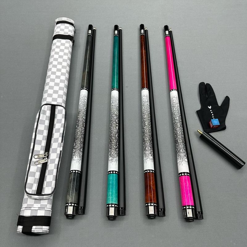 Cơ bida cao cấp KT Pro ngọn carbon sợi - tẩy 7 màu (tặng kèm combo bao da, phụ kiện và nối chuôi) - Gậy bi-a lỗ cao cấp KT Pro