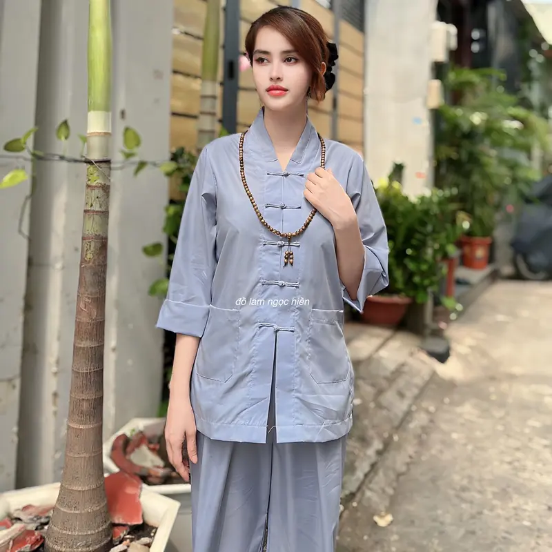 Mẫu đồ lam  truyền thống La Hán vải ka tê silk 2