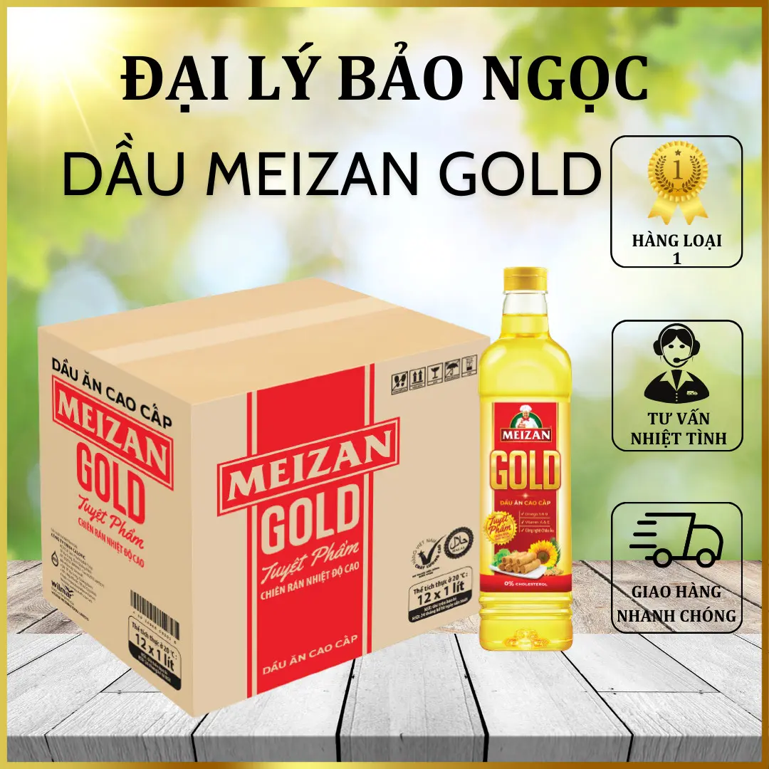 Dầu ăn Meizan Gold, dầu ăn cao cấp chai 1l - Đại Lý Bảo Ngọc