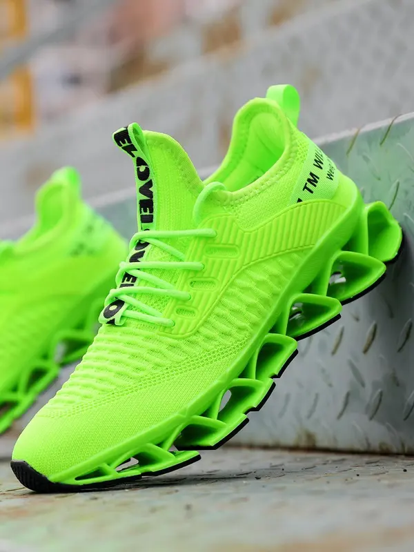Men's Letter Design Running Sock Trainers for Gift, Summer Outfits 2024 Sporty Hollow Out Design Sole Lightweight Breathable Running Shoes, Round Toe Lace Up Shoes for Daily Work Out Gym Treadmill Footwear 2