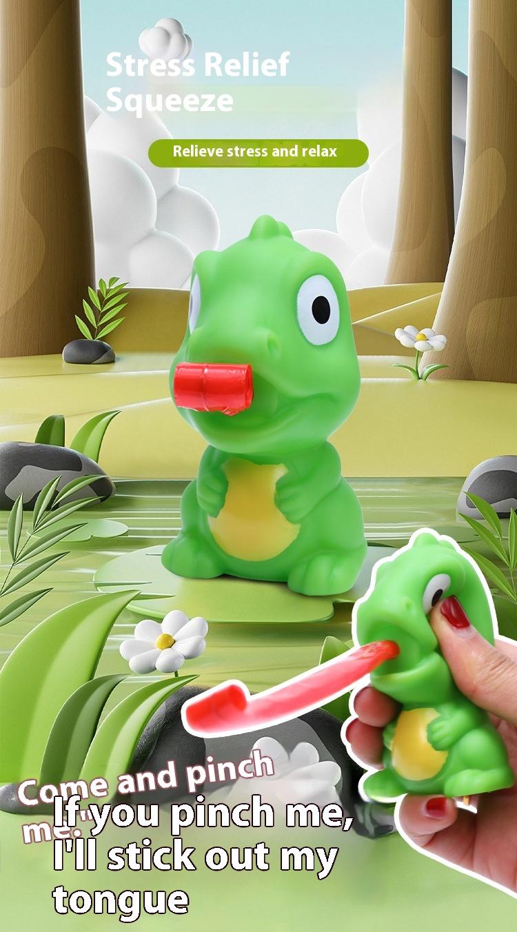 Product Introduction of Tongue sticking frog pinching fun decompression dinosaur creative funny bb sound rebound vent new unique decompression toy 0