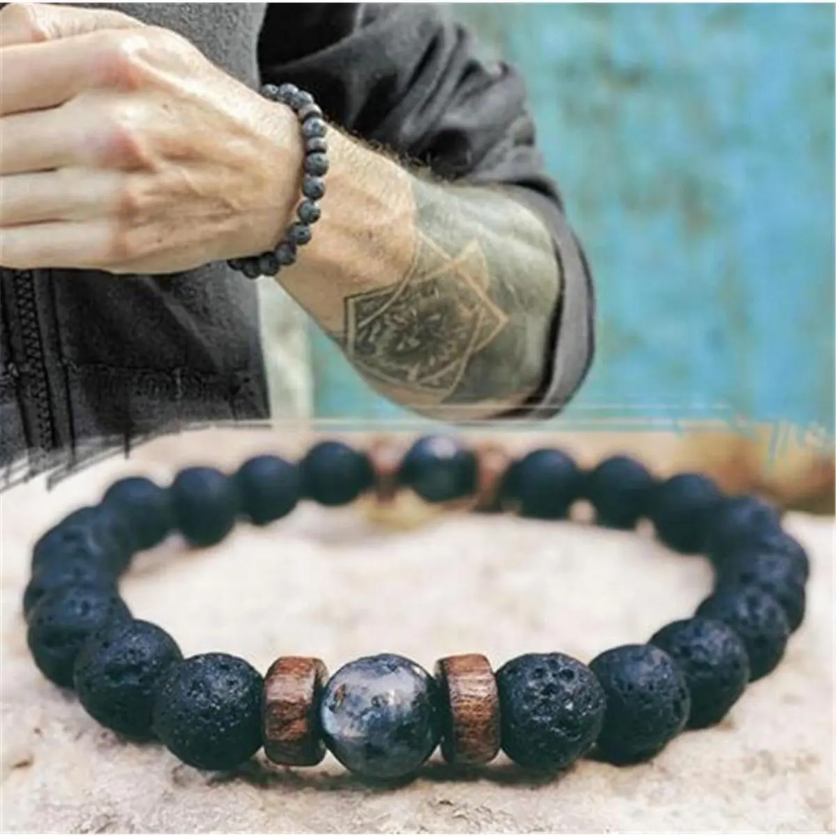 Couple's Bracelet Volcanic Stone Beaded Bracelet for Men and Women