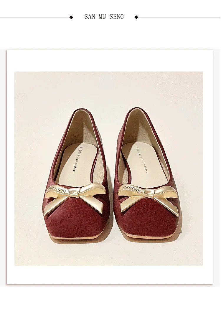 Product Introduction of Square Toe Chunky Heel Single Shoes for Women 2024 New Spring and Autumn Versatile Low Heel Comfortable Burgundy Xiuhe Shoes Bride Wedding Shoes Shoes 27