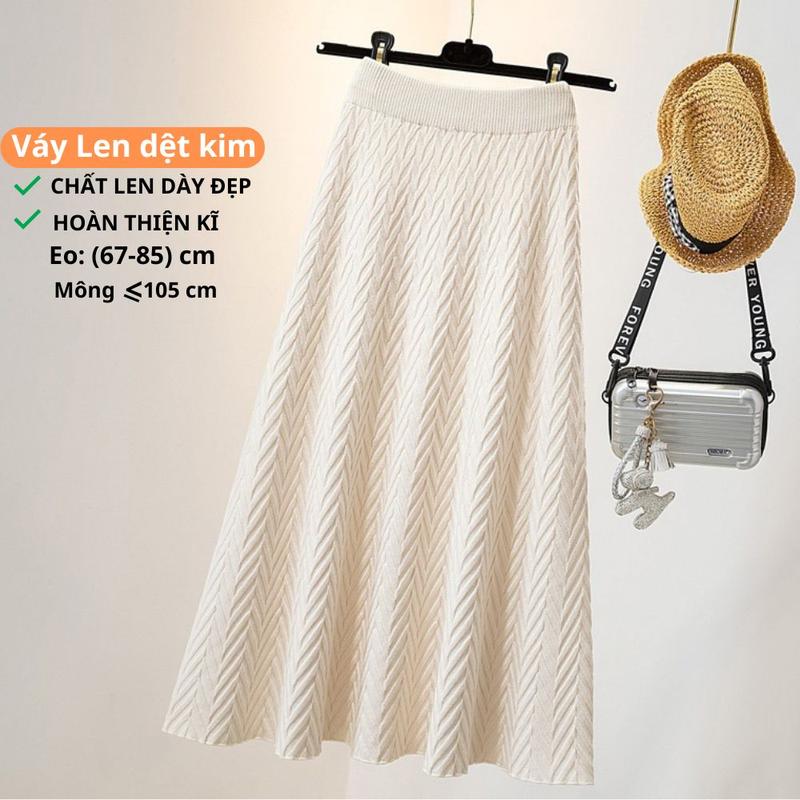 Chân Váy Len Dài Trung Bình Váy Chữ A Dáng Xòe Chất Len Đẹp Dày Dặn Cao Cấp YOLUMI Nữ Women chân  váy midi Nút Thanh lịch chân  váy vay  capchun
