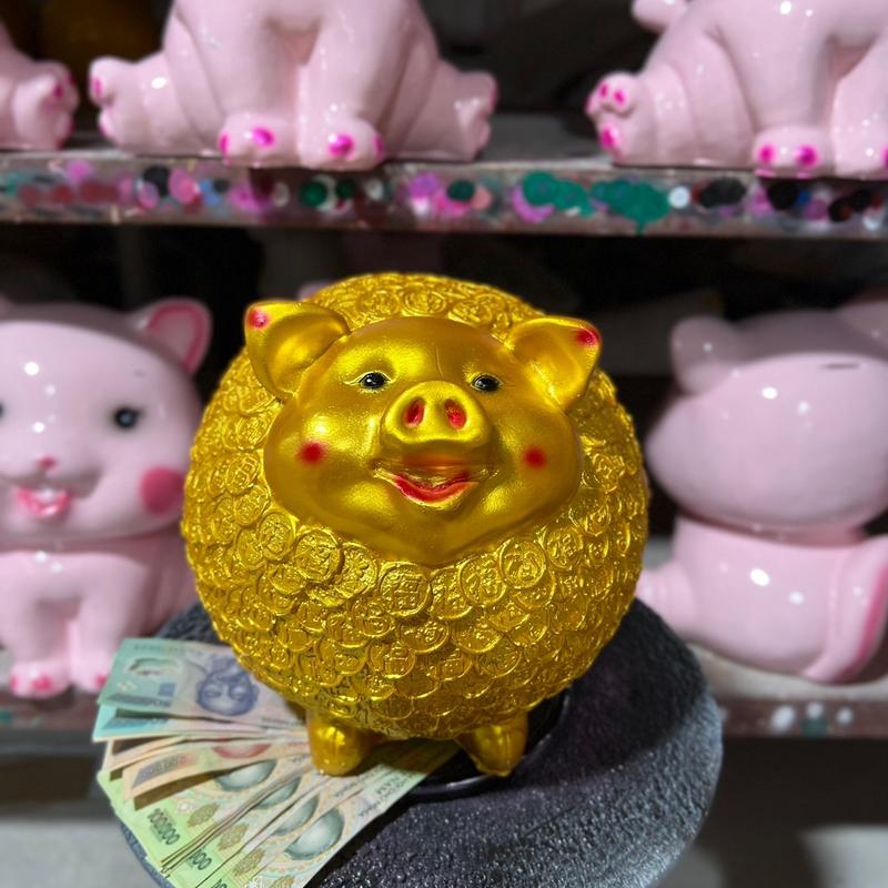 Heo đất lợn đất tiết kiệm nhím vàng to - Chin Decor  Ống Heo Ống Tiết Kiệm Đựng Tiền