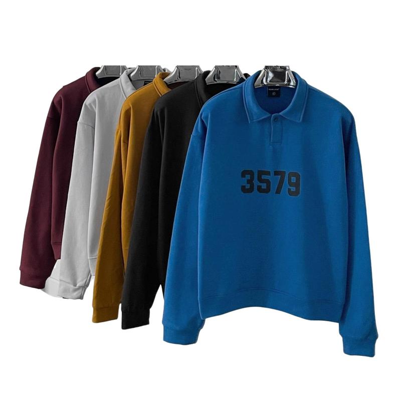 Áo sweater Polo 3579 ODIN CLUB, Áo nỉ bông dài tay có cổ form rộng nam nữ unisex