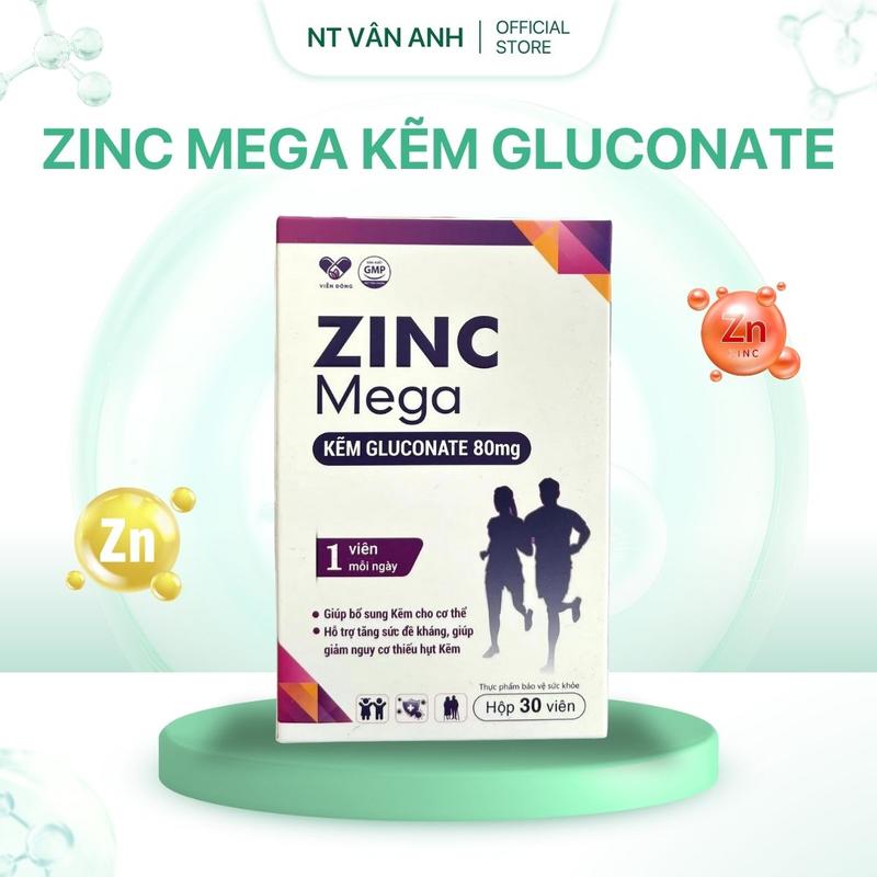  Viên Uống ZINC Mega - Bổ Sung Kẽm Gluconate 80mg Hỗ Trợ Đề Kháng Và Sức Khỏe Cho Trẻ Từ 6 Tuổi Người Lớn  Hộp 30 Viên  - Nhà Thuốc Vân Anh TB 