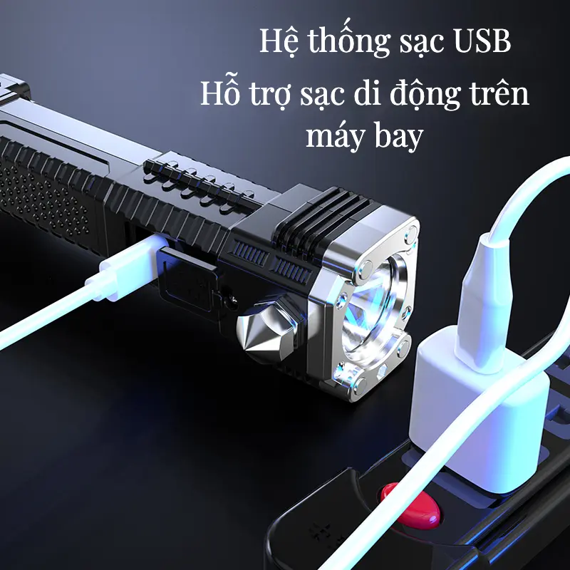 Đèn LED pin đa chức năng Đèn cắm trại ngoài trời Đèn sạc không thấm nước Xe khẩn cấp Đèn pin<Vận chuyển địa phương> 3