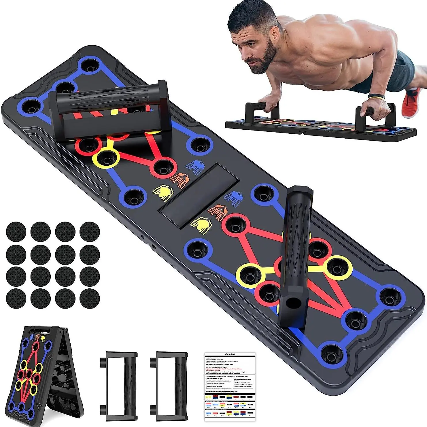 Push Up Board, 1 Set/ 2 Sets Foldable Push Up Bar for Home Gym Equipment, Fitness Strength & Exercise Training Equipment, Multi-function Fitness Workout  Tools
