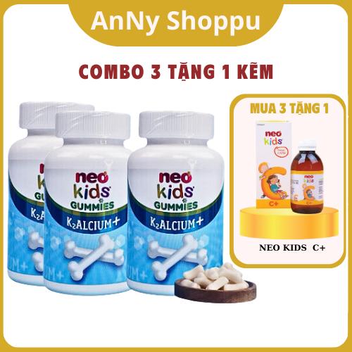 (COMBO 3 TẶNG 1) Neo Kids Gummies Canxi, Canxi cho bé dạng kẹo dẻo vị thơm ngon, giúp bổ sung canxi cho bé