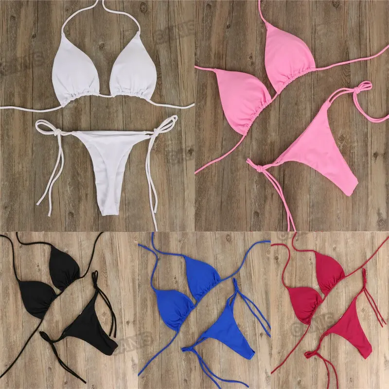 Bộ Bikini Bikini, Dành Cho Nữ, Thiết Kế Dây Buộc Bên Hông, Áo Tắm Gợi Cảm, Phong Cách Băng Quấn Đồ Bơi Brazil Chấm Bi 4