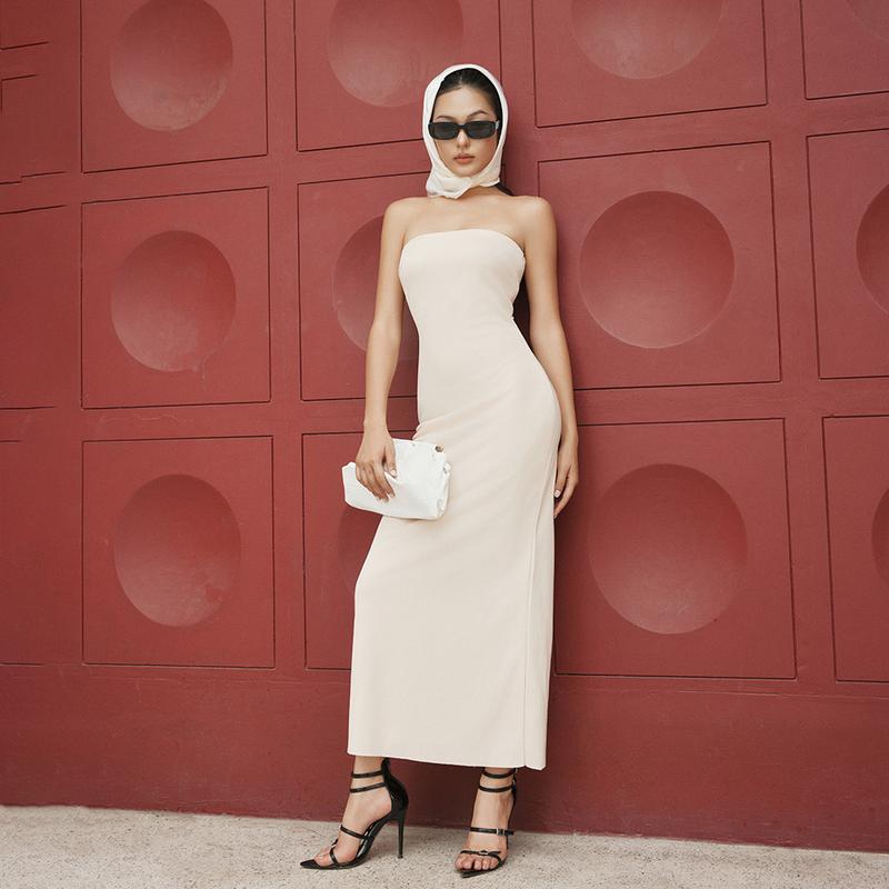 RECHIC Đầm dài cúp ngực Jimme ánh kim sang trọng