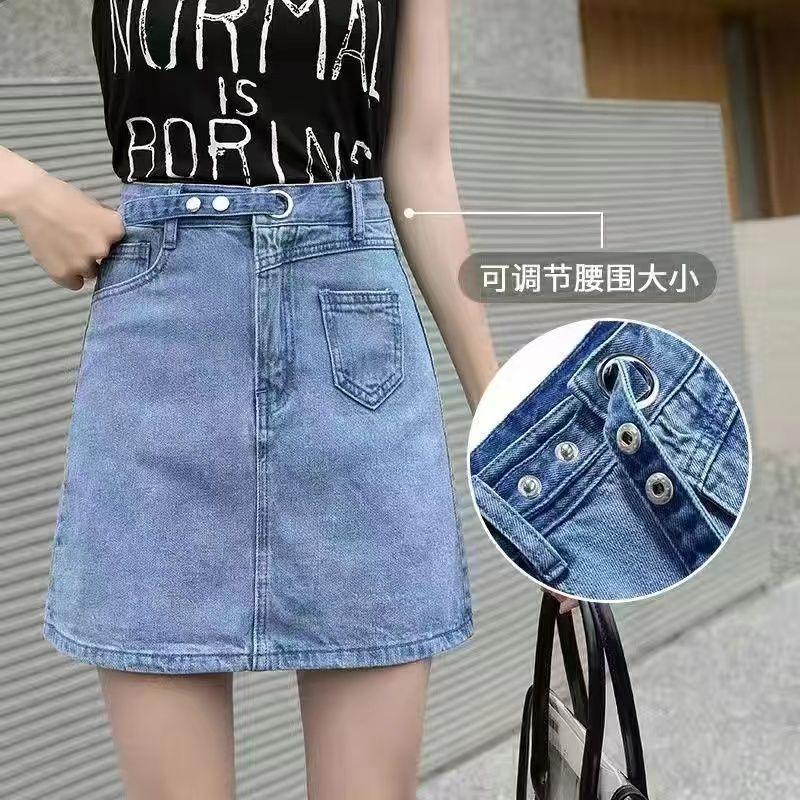 Chân Váy Denim, Dành Cho Nữ, Cạp Cao, Chân Váy Chữ A, Mỏng Và Mỏng, Dài Trung Bình Thiết Kế Xẻ Tà, Phong Cách Bodycon, Hàng Mới Về Mùa Hè 2024 8