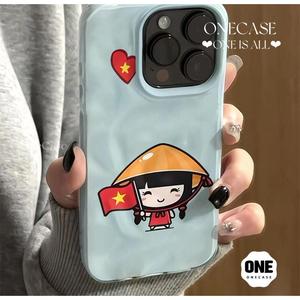 Cô Gái Dễ Thương Đội Mũ Rơm Cho Ốp Lưng IPhone 13 8plus 16plus 16 14  6 12 15 11 Pro Max XR XS X Max 11 13 15 12 7 6 8 6s Plus Ốp lưng điện thoại dạng hốc và đơn giản