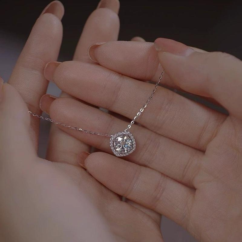   KHÔNG ĐEN GỈ  - Dây chuyền mặt vuông đính đá  trang sức cao cấp sợi mảnh không đen gỉ 