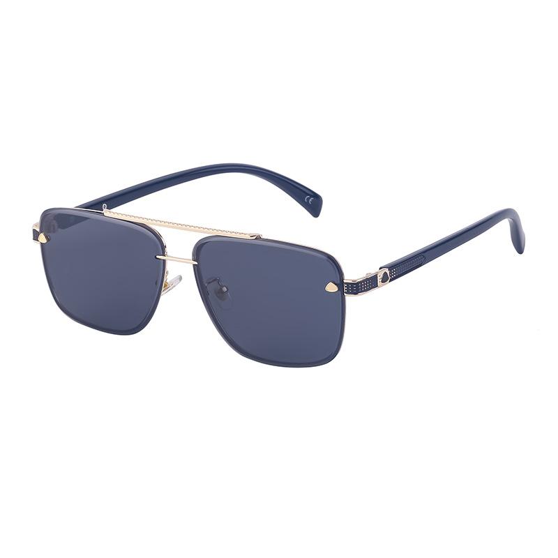 Men's Glasses 2023 New Retro Metal Double Beam Sunglasses Square Frame Trimming Driving Sunglasses 4