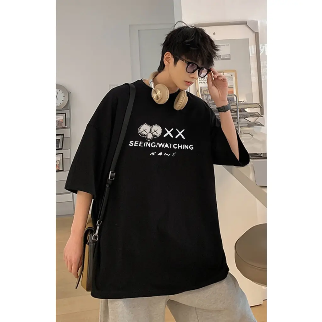Áo thun tay lỡ nam nữ form rộng unisex XX KAWS trắng đen dày mịn Menswear Cổ Tròn