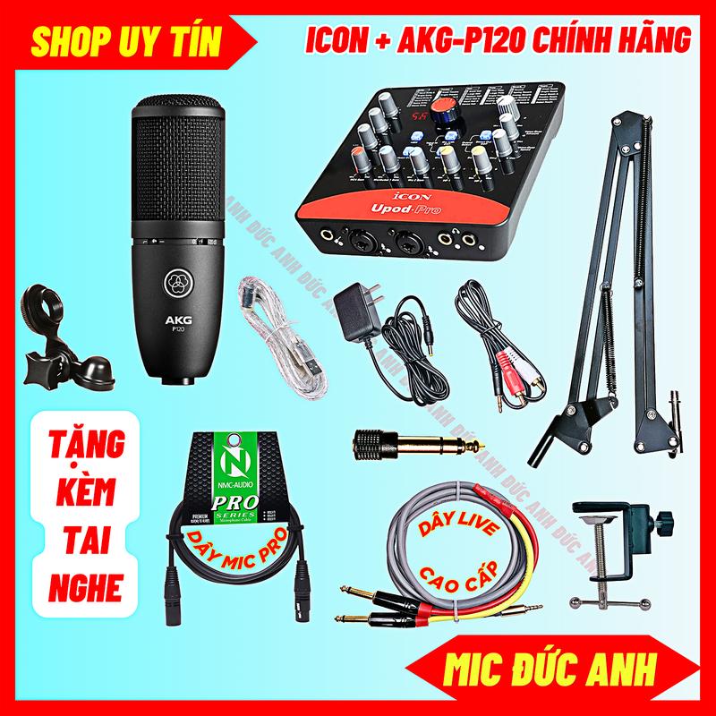 (HÀNG LOẠI 1) Bộ Sound Card Icon Upod Pro Mic Thu Âm P120 Livestream, Mix Nhạc Tặng Kèm Tai Nghe