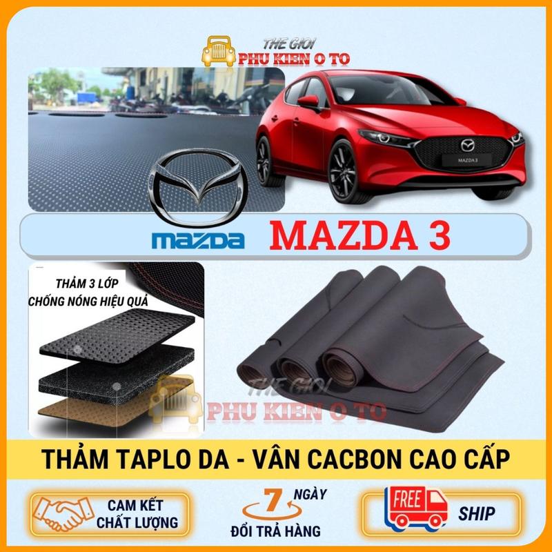 Thảm taplo ô tô Mazda 3 2014 - 2024 da Cacbon cao cấp, chống nóng ô tô hiệu quả