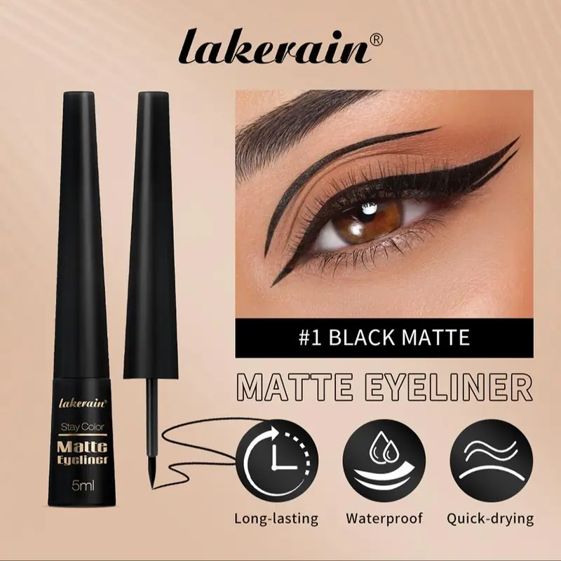 Long Lasting Liquid Eyeliner, 1 Count Matte Quick Drying Waterproof Eyeliner Pen, Professional Daily Makeup Accessories, Eye Makeup Products 2