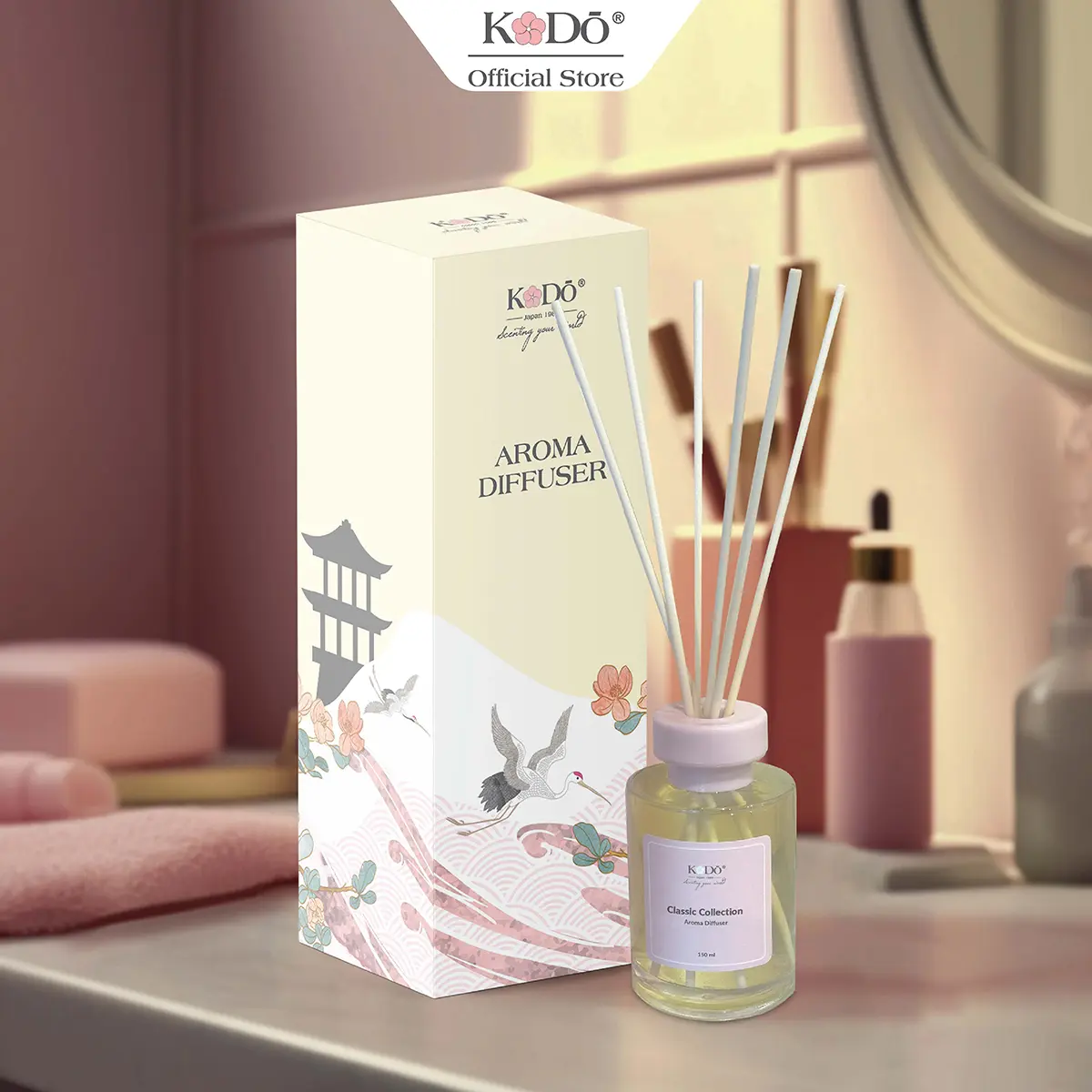 [Classic] Bộ Tinh Dầu Que Khuếch Tán Hương Nước Hoa KODO Classic Kèm 6 Que Dùng Thơm Phòng, Spa, Khách Sạn, Toilet Chai 100/120ml Dầu Thơm Phòng Nước Hoa Dầu Thơm